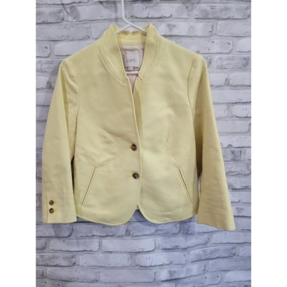 Women Loft‎ Size 4 Canary Yellow Blazer with 2 buttons